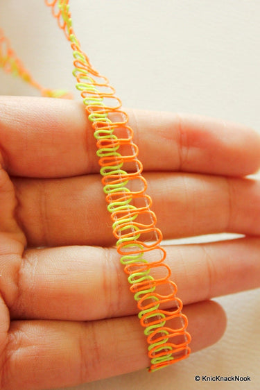 Neon Green And Neon Orange Thread Lace Trim, 10mm wide